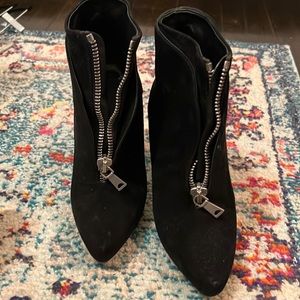 Black Suede Proenza Schouler High Heel ZipUp Ankle Booties